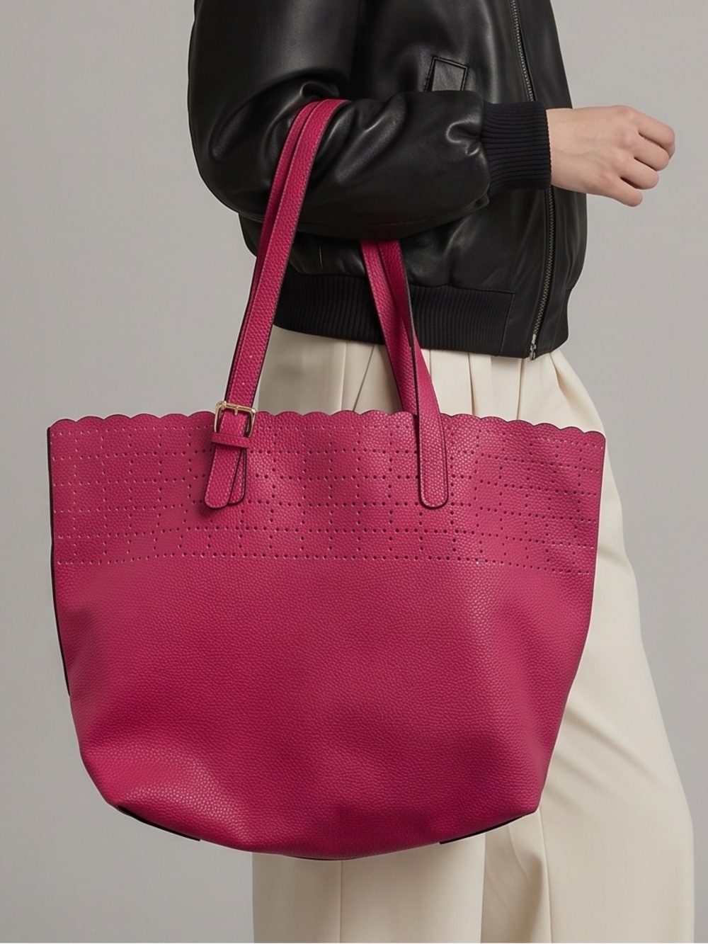 Elizabeth Grant Pink Faux Leather Tote Bag